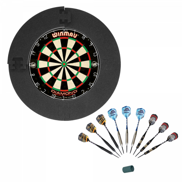 Winmau Diamond Plus Bundle mit 9 McDart Steeldarts und Catchring