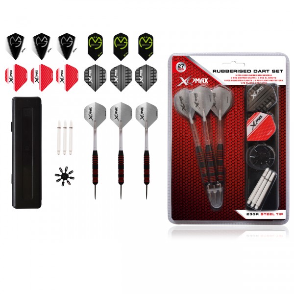 XQ Max Rubberised Dartset 27teilig + 2 Satz Michael van Gerwen Flights